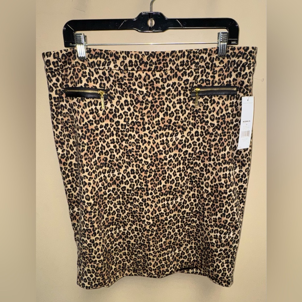 NWT Dana Buchman Leopard Cheetah Skirt Size 16
